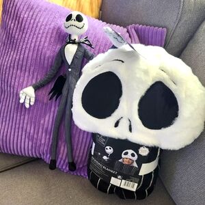 NIGHTMARE BEFORE CHRISTMAS BUNDLE ~ 16" POSABLE JACK & HOODED JACK HEAD BLANKET!
